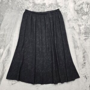 Vintage MORE JAZZ Skirt Womens 20 Black Floral Jacquard A-Line Midi Pull On Goth